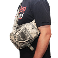 East West USA ACU Digital Camouflage Tactical Military Sling Backpack w Removable USA Flag Patch
