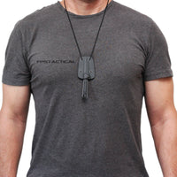 Tac-Force Black / Gray Stonewash Compact Full Tang Fixed Blade Knife w Necklace Sheath 2"
