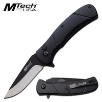MTech USA MT-1149BK Ball Bearing Black / Silver Compact Manual Folding Pocket Knife w Aluminum Scales 2.75"
