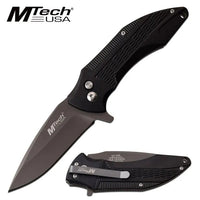MTech USA Ball Bearing Black / Gray Manual Folding Pocket Knife w Tinite Coated Blade 3.75" MT-1034BK