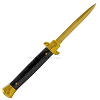 FPSTACTICAL Opulent Automatic OTF Switchblade Stiletto Knife Black Marble w/ Golden Mirror Polish 5"
